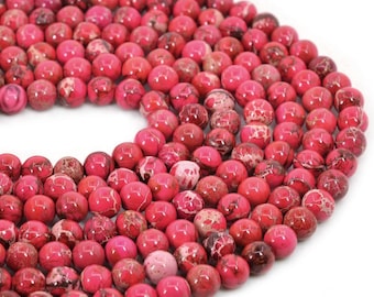 8MM009 8mm Red sea sediment jasper round ball loose gemstone beads 16"