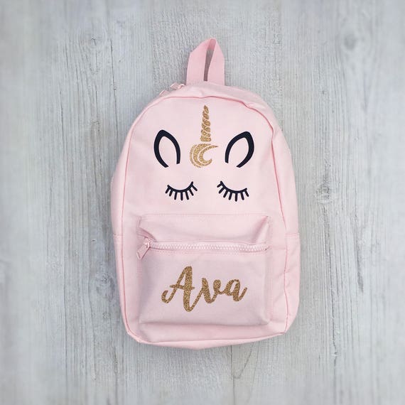 Personalised Kids Pink Unicorn Mini Backpack Custom Girls