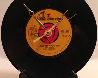 Recycled STILLS-YOUNG BAND 7" Record • Long May You Run • Record Clock