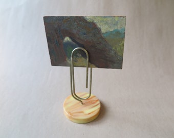 Giant Paper Clip Vintage Mid Century Office Accessory. Marble Base Printed with United Laboratories, Inc.