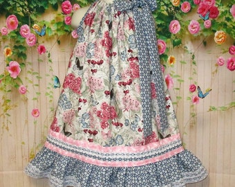 Girls Dress 5/6 Blue Pink Floral Pillowcase Dress, Pillow Case Dress, Sundress, Boutique Dress