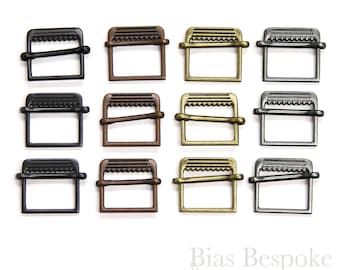 Set of 12 Slide-Style Small Metal Buckles in Four Colors
