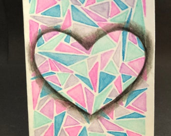 Petite Folded Notecards - Geometric Heart