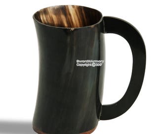 Handmade Viking Beer Mug Medieval Drinking Cow Horn