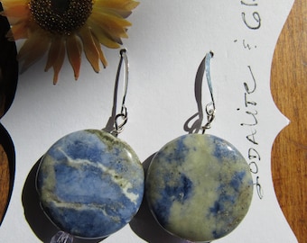 Hand Made Blue Sodalite and Sterling Dangle Earrings