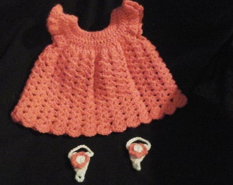 Newborn Pink crochet dress with shoes