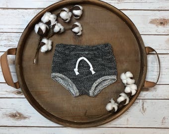 Black Textured French Terry SHORTIES