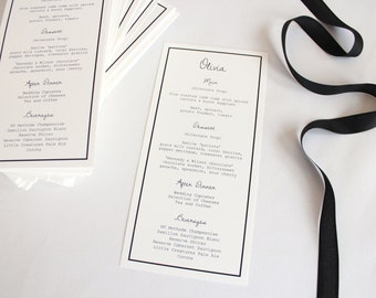 Black and White Modern Wedding Menu