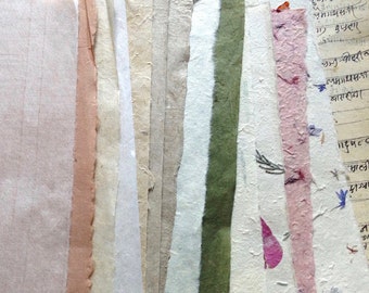 Mix-up pack, 14 pieces petals plain & script papers, 7.5 x 9.5 inches approx, petal papers, script, bhutanese, sample paper pack,