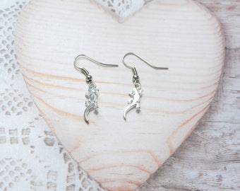Pair earrings salamander, lizard jewelry