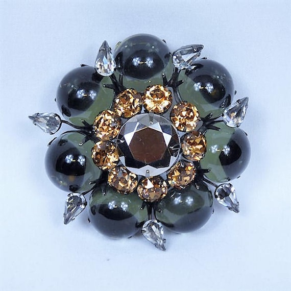 SCHREINER N.Y Rhinestone Brooch / Mid Century Designer