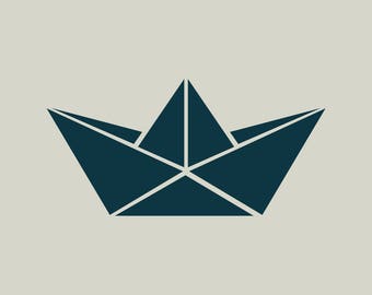 Boat stencil. Origami boat. Stencil origami (ref 444)