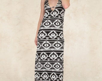 Printed Maxi Dress with Leg Slit
