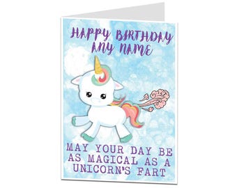 Personalised Unicorn Card. Unicorn Birthday Card. Funny Unicorn Card. Unicorn Card For Her Friend Daughter. Unicorn Gift