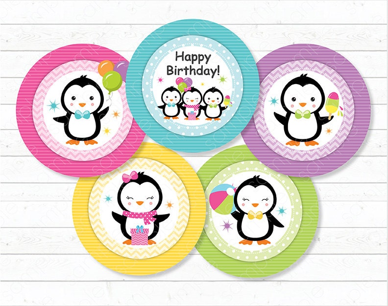 Penguins Cupcake Toppers Penguins stickers Penguins