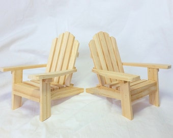 Set of 2 mini Adirondack chairs, unfinished / DIY wooden wedding cake toppers