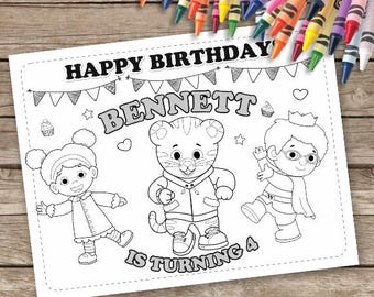 Daniel Tiger Birthday Coloring Pages, 6 Digital Daniel Tiger Printable Coloring Pages, Daniel Tiger Birthday Activities