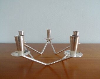 Vintage Silver Plated, Danish Candle Holder, Made in Denmark, Danish Design, Berg, Silver Plated, Danish Modern, Mid Century, 1960s,
