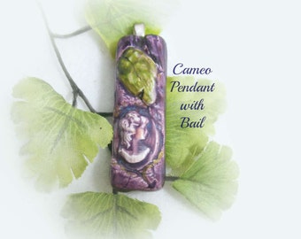 cameo pendant, purple cameo,purple pendant, cameo pendant necklace, # 28