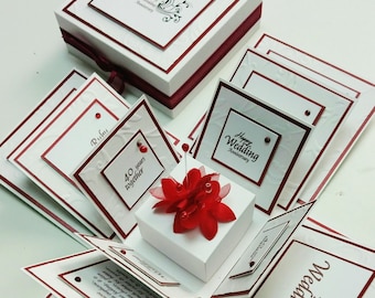 Exploding 40th Ruby Wedding Anniversary Box Card