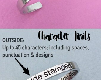 Personalized Bracelet Hand Stamped Jewelry, Bangle Cuff, Custom Gift For Her, Birthday, Christmas, Mother's Day Gift, Bulk Order Available