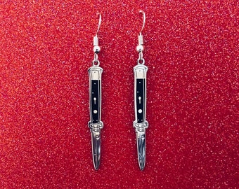 Black & Silver Switchblade Earrings