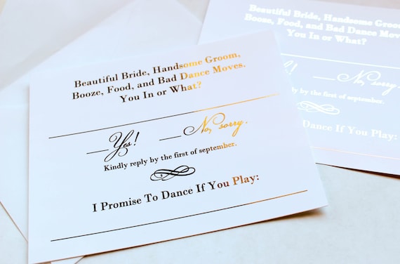 list wedding invitation b wording Gold Foil Cards Song Request Invitation Wedding RSVP