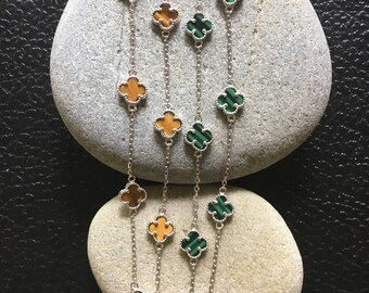 Clover Necklace, 4 Leaf Clover Necklace, Lucky Clover Necklace, Clover Jewelry, Multi Charm Necklace