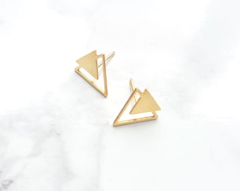 Triangle Twain Earrings, Triangle stud Earrings, Geometric Earrings, Gold Earrings, Geometric Jewelry, Minimalist Jewelry, Triangle Post
