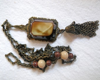 Lavalier Necklace Art Nouveau Vintage 70s *