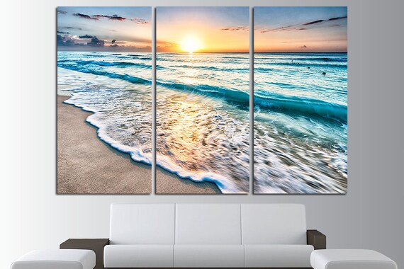 Sunset Beach Wall Art Tropical Print Ocean View Beach Canvas