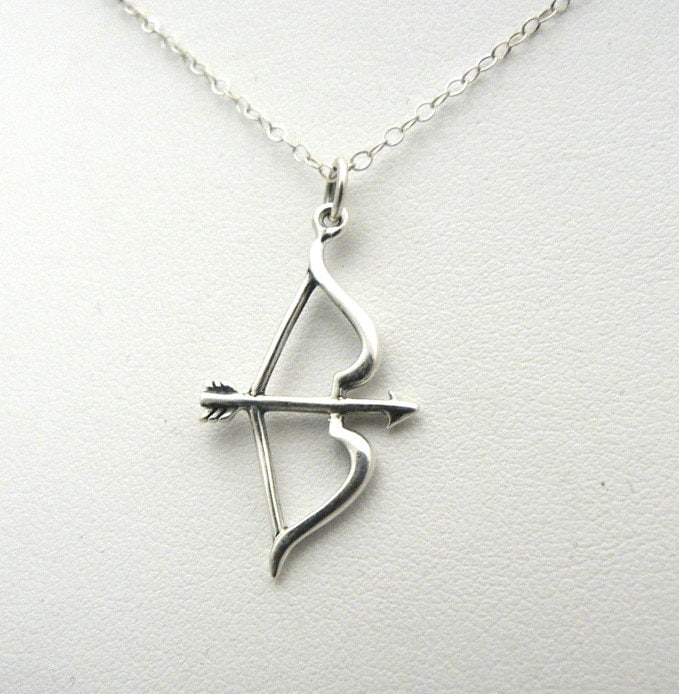 Bow Arrow Necklace Sterling Silver Charm Jewelry Archery