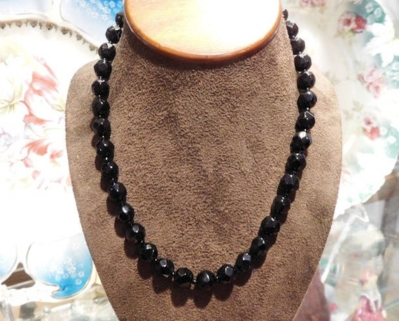 French Jet Black Glass Necklace