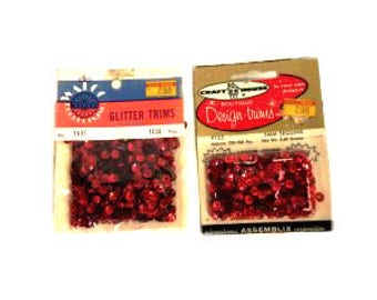 2 Boxes of Red Vintage Sequins