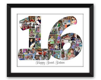 sweet 16 photo frame etsy 16 photo collage