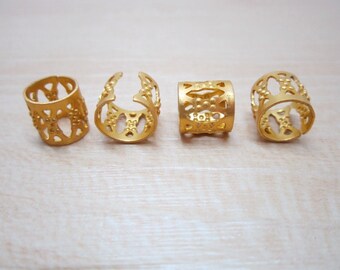 20-100pcs mini gold dreadlock Beads dread hair braid adjustable cuff tube clip 7mm hole