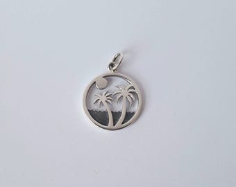 Sterling Silver Palm Tree Charm, 15mm, Fast Shipping from USA