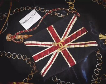 authentic chanel paris-london flag limited handbag clutch