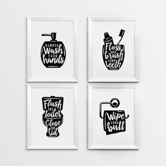 Bathroom wall decor Printable Art Gallery prints set of 4