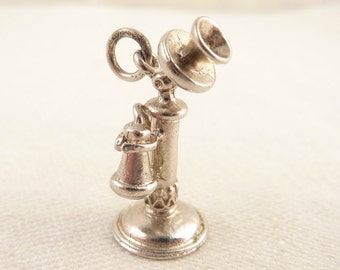 SALE ---- Vintage Sterling Old Fashioned Telephone Charm