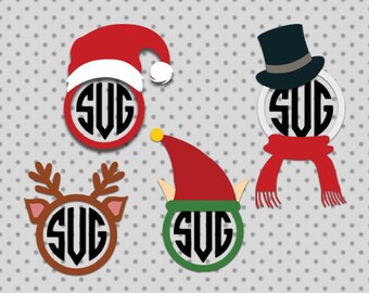 Christmas monogram svg, Deer monogram svg, Monogram svg, Santa monogram svg, Snowman monogram svg, Monogram cricut, Christmas cricut