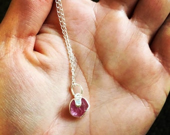 pink tourmaline sterling silver necklace