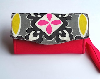 Womens Wallet, Smartphone Wallet, Accordion Wallet, Necessary Clutch Wallet, Clutch, Fabric Wallet, Large Wallet, NCW