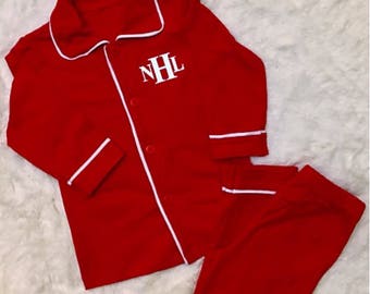 Toddler Monogrammed Christmas Pajamas, Family Christmas Pajamas, Christmas PJs, Christmas sleepwear blanks, Children's Xmas Pjs