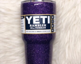 Yeti Glitter Tumbler, Glitter Purple Yeti Tumbler, Yeti Glitter, Personalized Glitter Yeti, Dipped Yeti Cup, Customized Tumbler 30 oz.