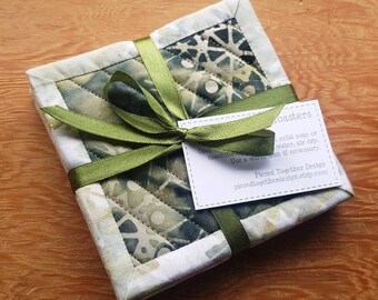 Quilted Coaster Set - Winter, Snowflakes, Seasonal Decor