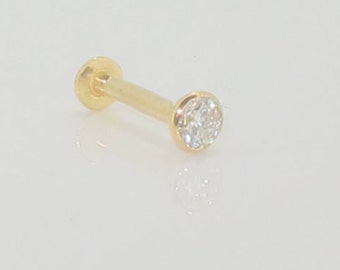 Handmade 18ct Yellow Gold 10pt Diamond 16g Labret