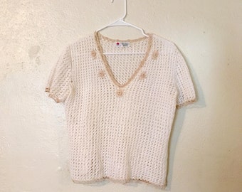 Vintage Hand Crocheted Shirt Size L