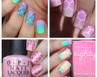Assorted Pack of 4 x Nail Vinyls Designs - Moroccan, Mermaid, Honeycomb & Geometric