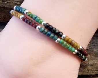 Beaded Leather Wrap Anklet Ankle Bracelet Seed Bead Leather Wrap Ankle Bracelet Bohemain Jewelry Beach Jewelry